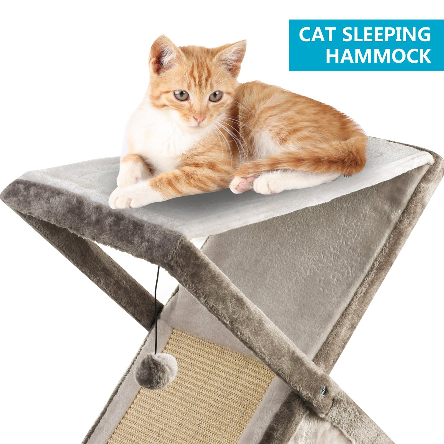 Caando Cat Scratching Board, Sisal Triangle Base Cat Climbing Frame Toy Cat Scratching Ball for Indoor Cats