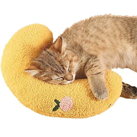 Little Pillow for Cats, Ultra Soft Fluffy Pet Calming Toy Half Donut Cuddler for Joint Relief Sleeping Improve Machine Washable