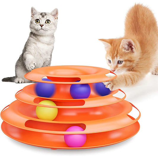 Interactive Cat Toy, Indoor Cat Toy, Cat Track Toy, Cat Ball Tower, Circular Track with Moving Ball for Multiple Kittens Hunting, Chasing and Exercising