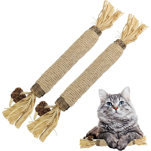 Designed to Clean Your Cats' Teeth, Calm Their Anxiety and Stress, Catnip Chew Toy, Safe for All Ages and Breeds (Set of 2 Sticks)