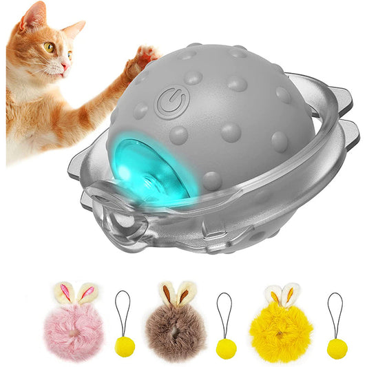 Smart Interactive Cat Toys - Automatic Cat Toys for Indoor Cats, USB Rechargeable Cat Ball Toys with LED Lights, Electric Cat Mice Toys, Auto On/Off