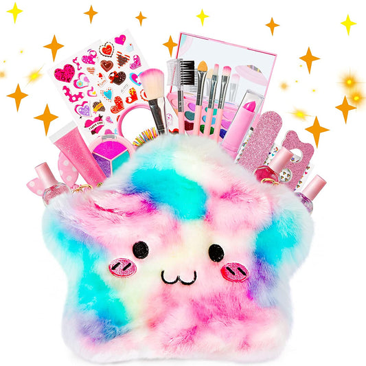 Kids Makeup Kit for Girls 2021 New Upgrade, Pretend Play Toys Washable Make Up Set with Cosmetics Bag Lipstick,Brush,Mirror, Halloween Christmas Party Birthday Gift Toys for Girl Aged 3 4 5 6 7 8