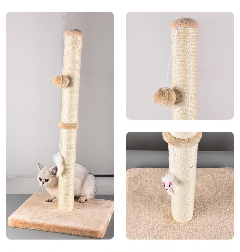 Petrue Cat Scratching Post, Claw Scratcher with Sisal Rope and Covered with Soft Smooth Plush, Vertical Scratch, Modern Stable Design