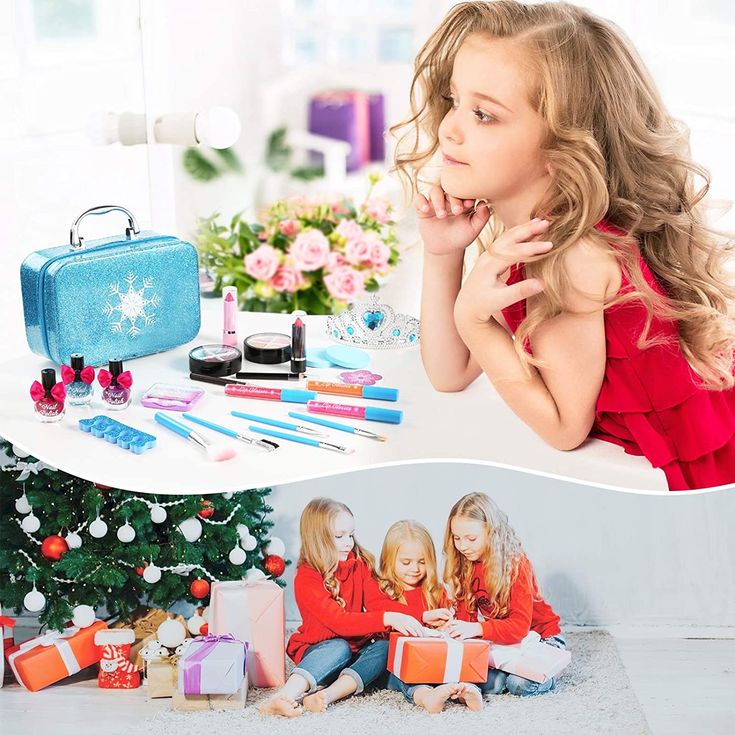 Kids Makeup Kit for Girls 3-12 Year Old, Washable Makeup Set Toy, 28PCS  Real Makeup Set, Safe & Non-Toxic Little Girls Makeup Kit Frozen Makeup Set