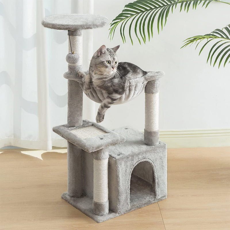 Cat Tree, Small Cat Condo Towe with Hammock, Sisal Scratchingh Posts for Kitten