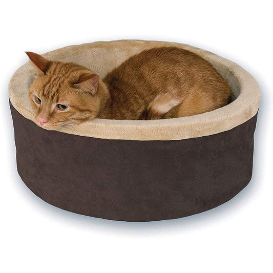 Heated Thermo-Kitty Heated Cat Bed Mocha/Tan - Multiple Sizes