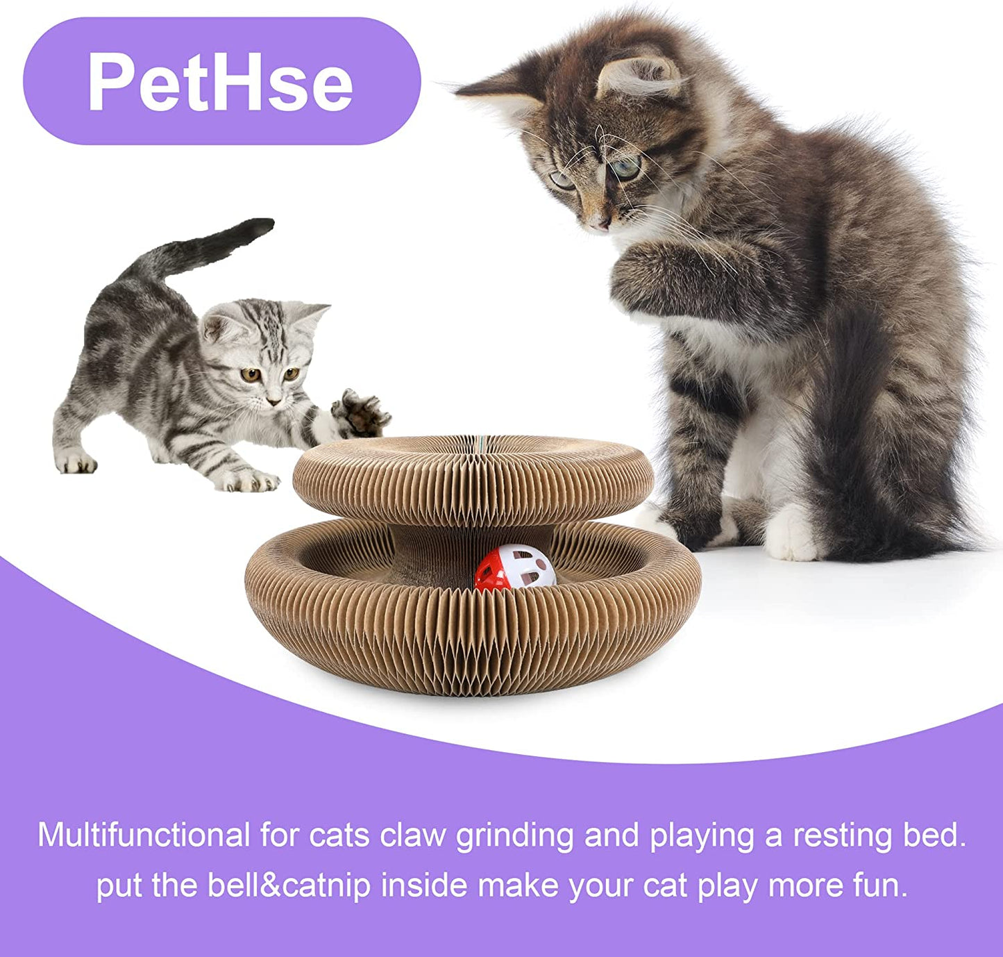 Cat Scratching Board, Interactive Scratch Pad Cat Toy with Toy Bell Ball