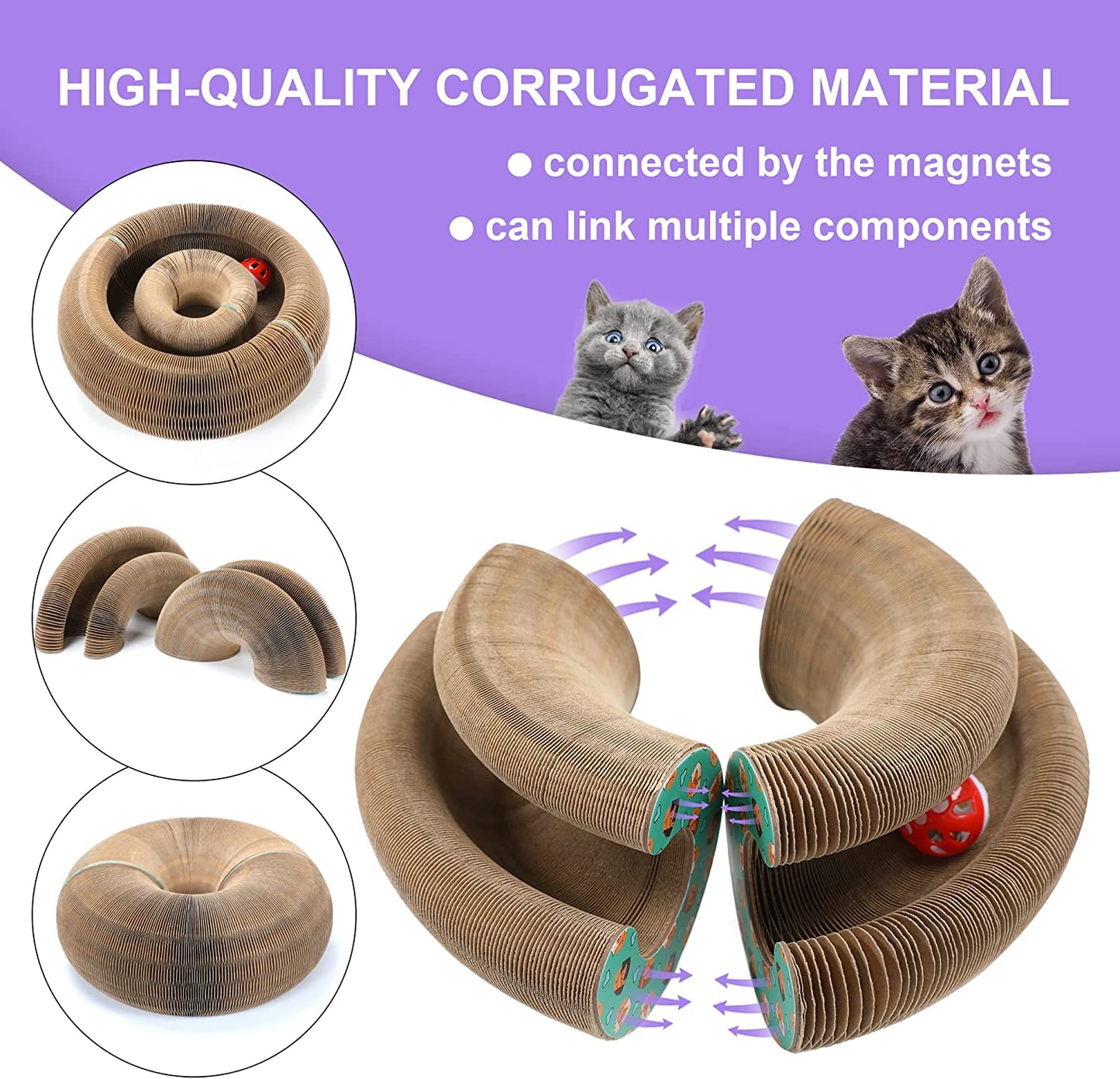 Cat Scratching Board, Interactive Scratch Pad Cat Toy with Toy Bell Ball