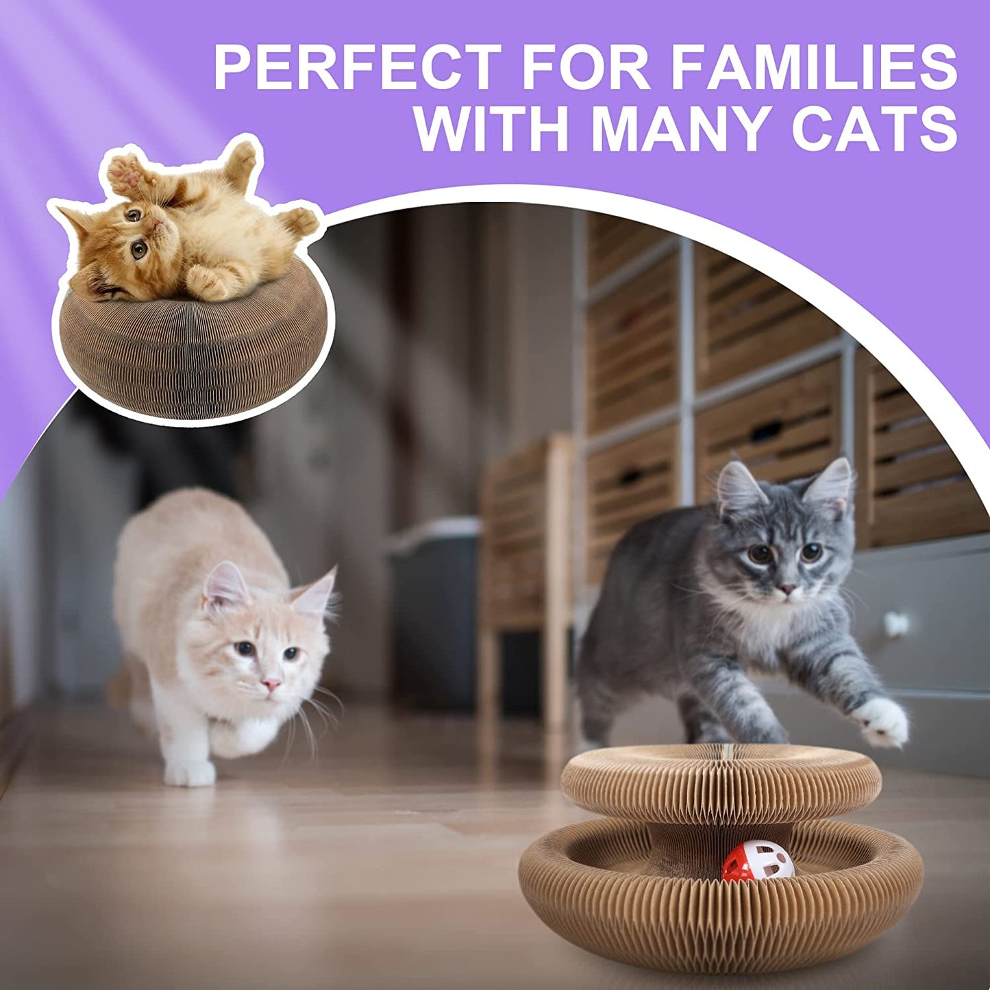 Cat Scratching Board, Interactive Scratch Pad Cat Toy with Toy Bell Ball