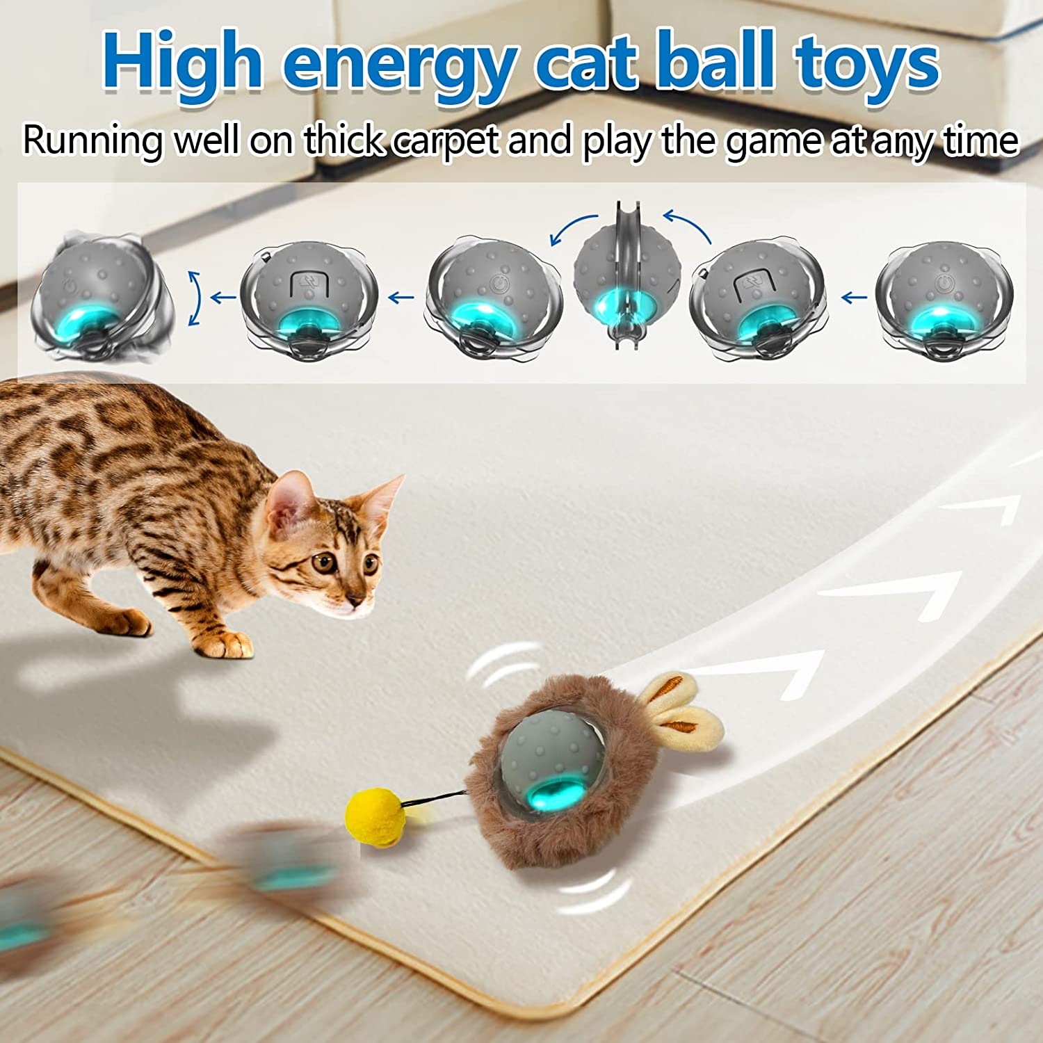 Colorful Cat Pom Pom Balls Toy Bell Interactive Cat Kitten Toys Indoor Play  Toy
