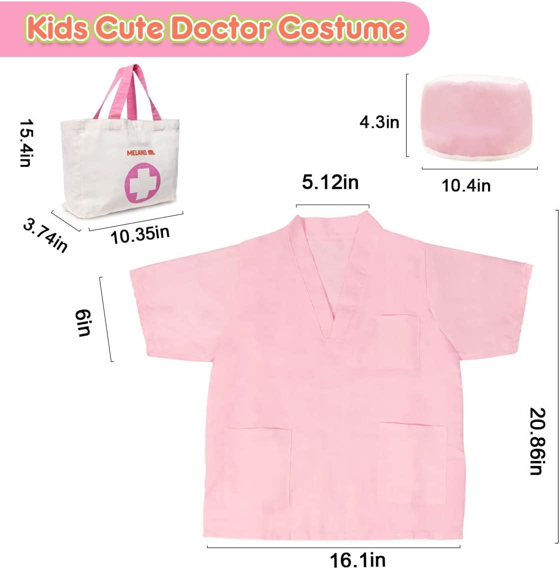 Toy Doctor Kit for Girls - Pretend Play Doctor Set with Dog Toy, Carrying Bag, Electronic Stethoscope & Dress Up Costume - Doctor Play Gift for Kids Toddlers Ages 3 4 5 6 Year Old for Role Play