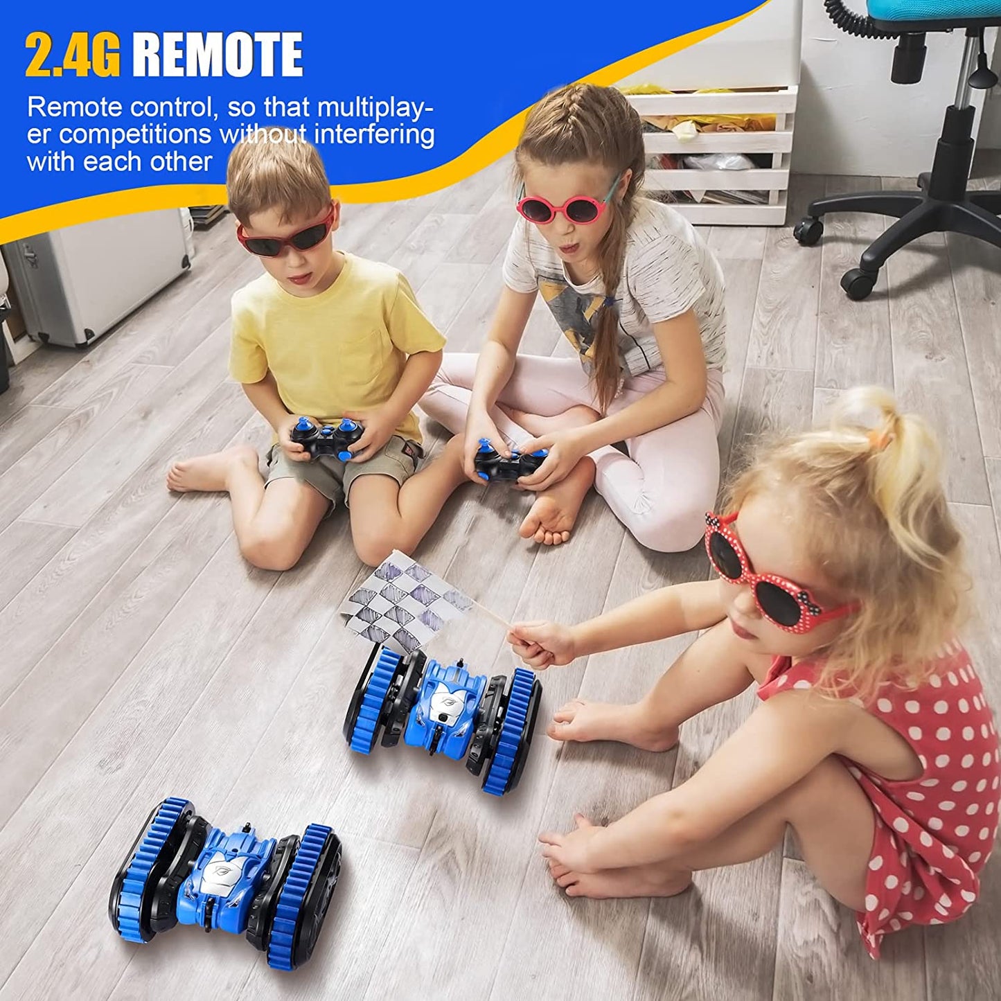 Toys for 5-12 Year Old Boys, 2 in-1 Rc Stunt Car for Kids and 2.4Ghz 4WD 360¡ã Rotating with Headlights, Cool Remote Control Car Present Christmas Birthday Gifts for Kids Aged 4+