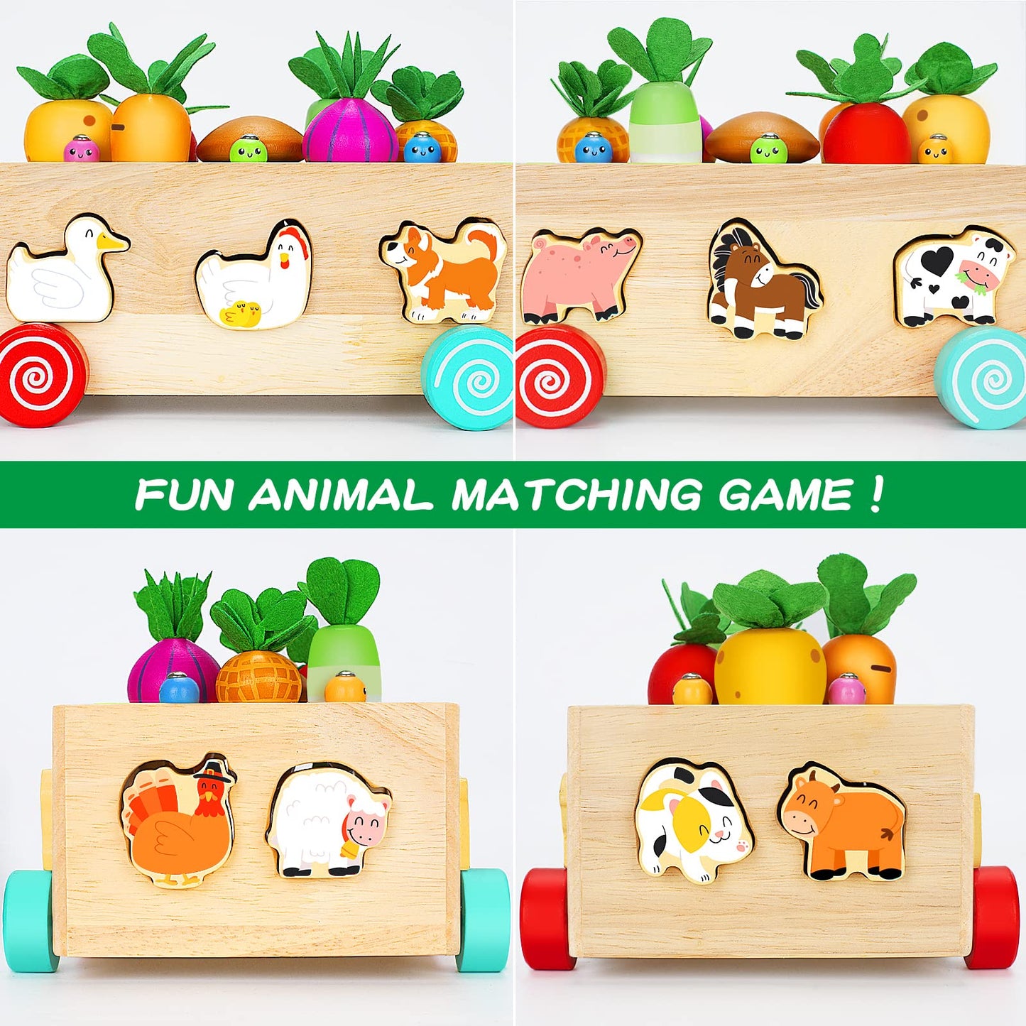 Onekey Wooden Montessori Toys for Toddlers Girl and Boy, Wooden Farm Animals Toys Gifts for Toddlers Age 2 3 4 Year Old, Wood Educational Shape Sorter Toys for Kids 1-3 Learning Fine Motor Skills