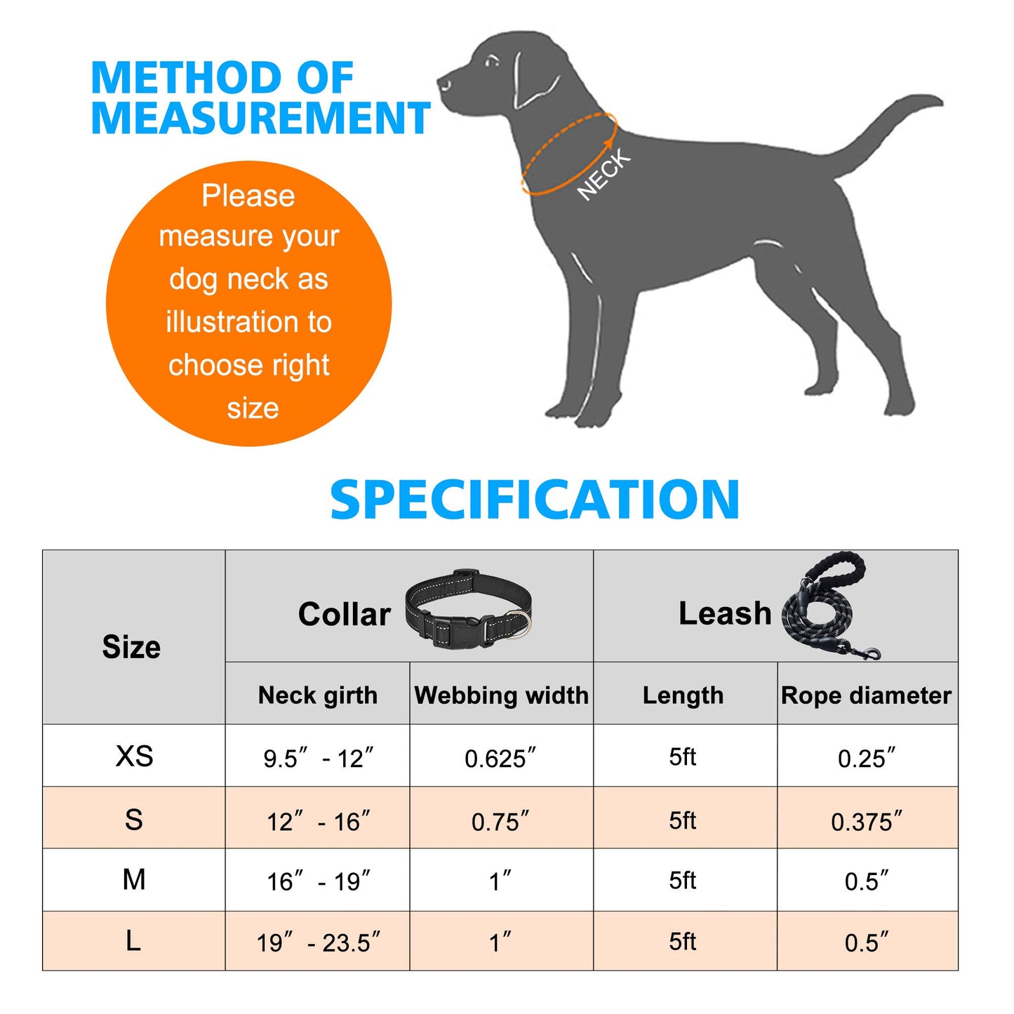 Petrue Reflective Dog Collar Padded with Soft Neoprene Breathable Adjustable Nylon Dog Collars for Small Medium Large Dogs